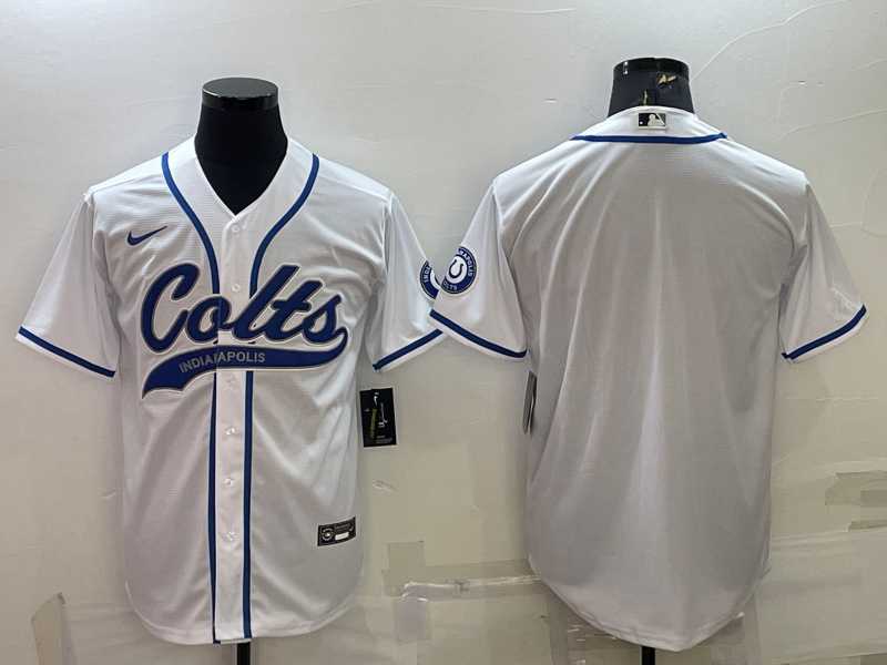 Mens Indianapolis Colts Blank White Cool Base Stitched Baseball Jersey